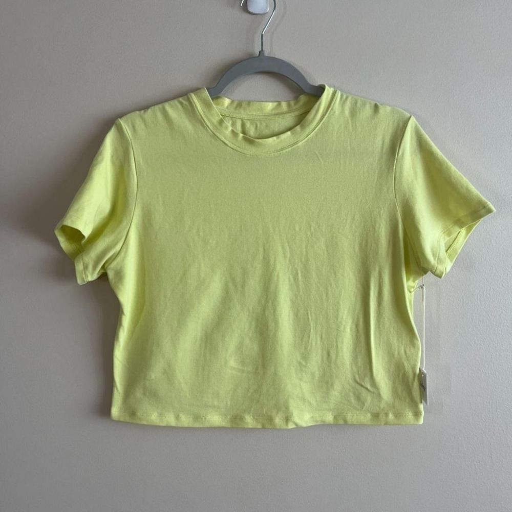 KHY Kylie Jenner Baby Tee Size 2X NWT Lime Yellow Crop Cotton Crewneck Y2K Indie